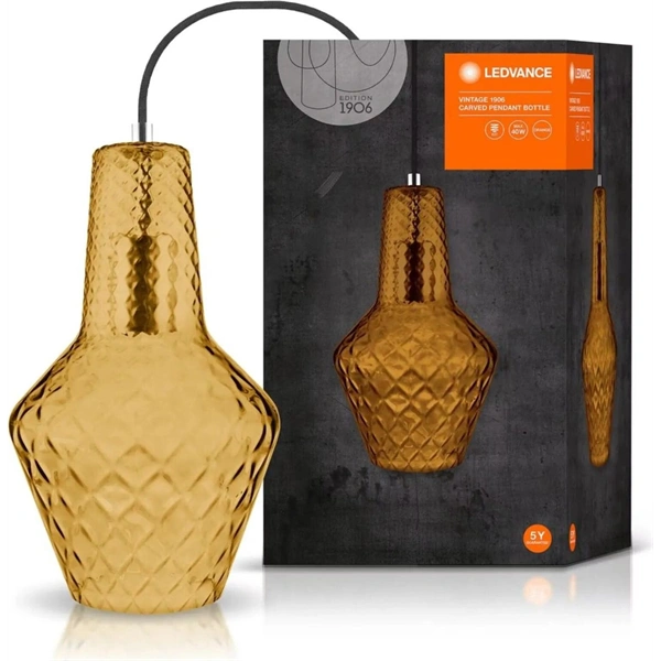 Ledvance Vintage 1906 Carved Bottle max. 60W/1xE27 narancssárga függesztett lámpa