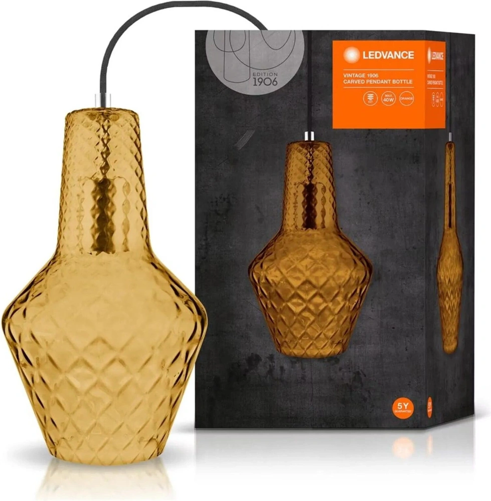 Ledvance Vintage 1906 Carved Bottle max. 60W/1xE27 narancssárga függesztett lámpa