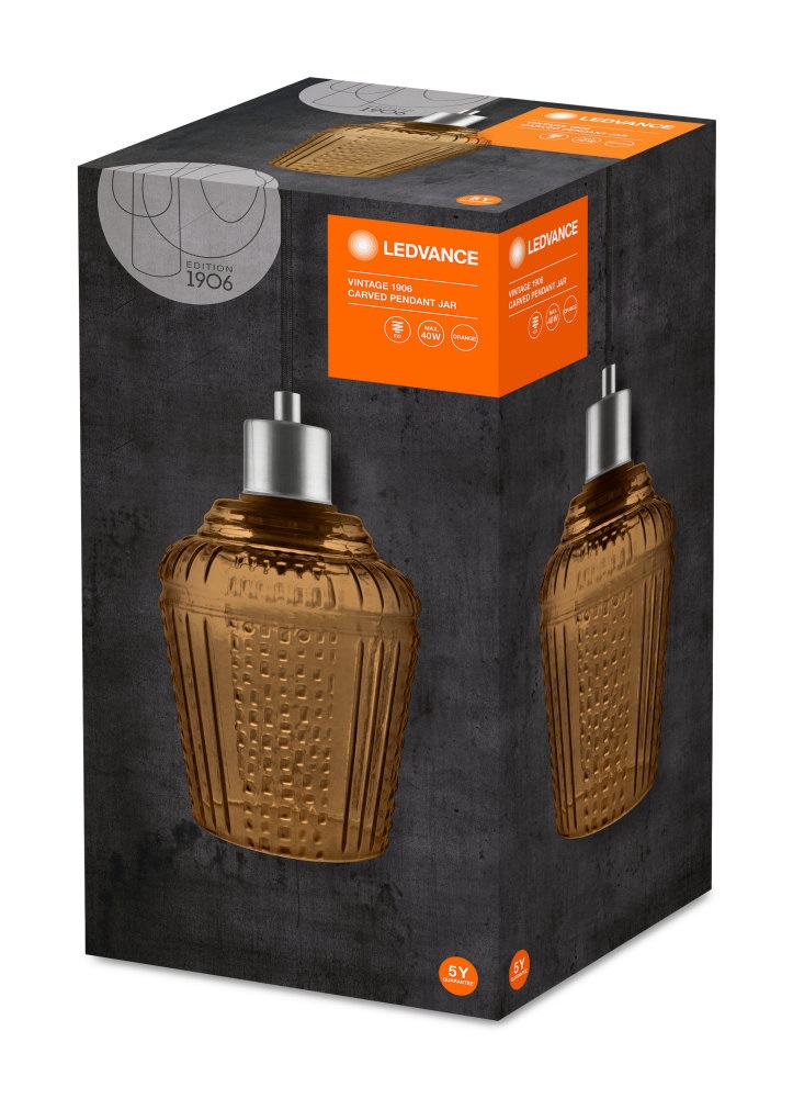 Ledvance Vintage 1906 Carved Jar max. 60W/1xE27 narancssárga függesztett lámpa