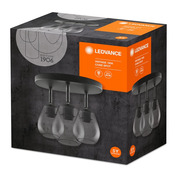 Ledvance Vintage 1906 Cone max. 60W/3xE27/IP20 füstüveg mennyezeti spot lámpa