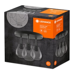 Ledvance Vintage 1906 Cone max. 60W/3xE27/IP20 füstüveg mennyezeti spot lámpa