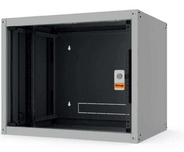 Legrand 19" 4U SZÉL:600 MÉLY:450 MAG:270 szürke egyrészes, üvegajtós komplett fali rack szekrény Evoline (Újracsomagolt)