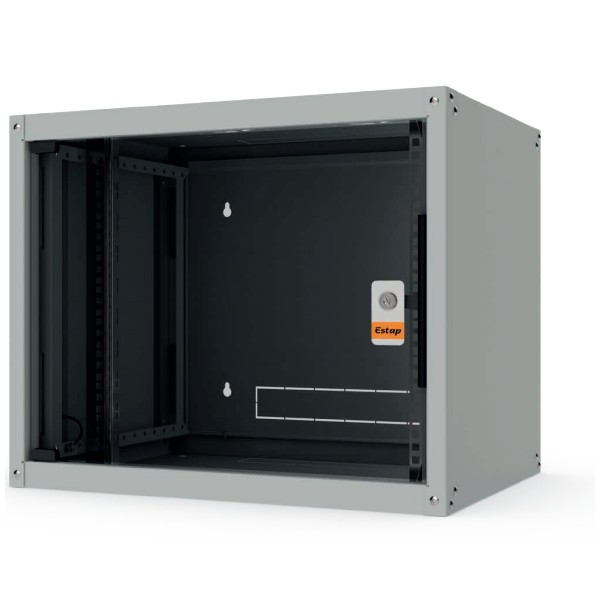 Legrand EVO4U6060 19" 4U SZÉL:600 MÉLY:600 MAG:270 szürke egyrészes, üvegajtós komplett fali rack szekrény Evoline