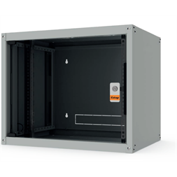 Legrand EVO4U6060 19" 4U SZÉL:600 MÉLY:600 MAG:270 szürke egyrészes, üvegajtós komplett fali rack szekrény Evoline