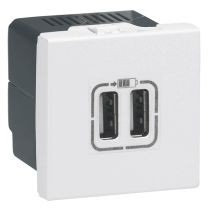 Program 077594 Mosaic 2400 mA 2 modulos fehér kettős USB töltő aljzat