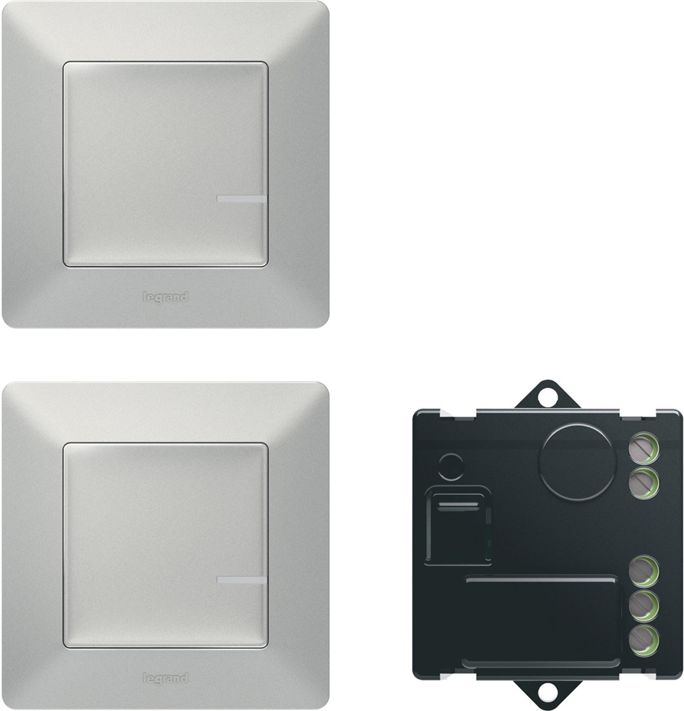 Legrand 752350 Valena Life Netatmo alumínium Párosított szett: 2 vezeték nélküli kapcsoló + mikromodul