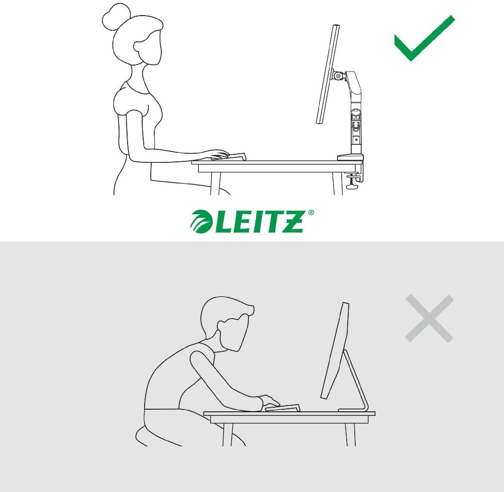 Leitz Ergo Dual  fekete helytakarékos monitorkar két monitorhoz
