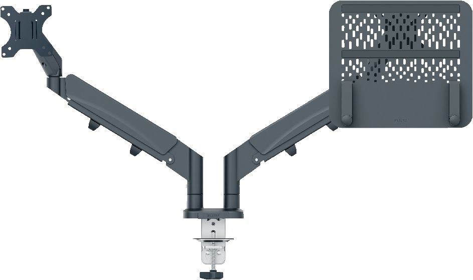 Leitz Ergo Dual sötétszürke helytakarékos monitor- és laptopkar