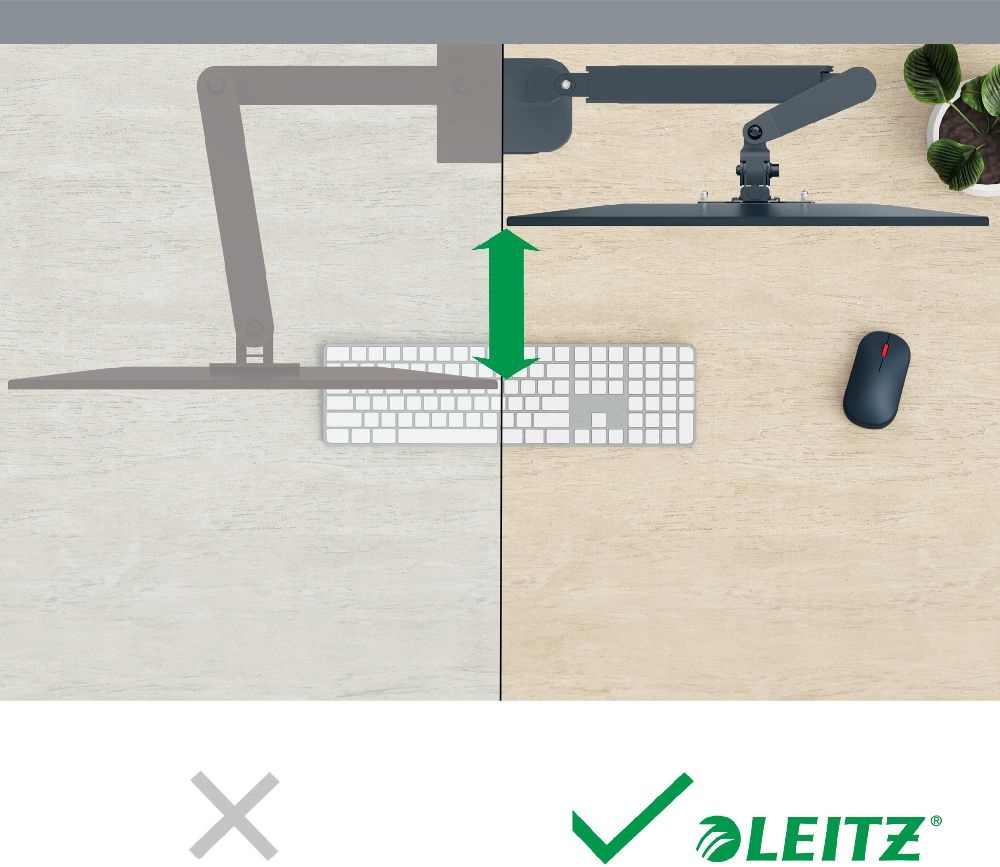 Leitz Ergo Dual sötétszürke helytakarékos monitor- és laptopkar