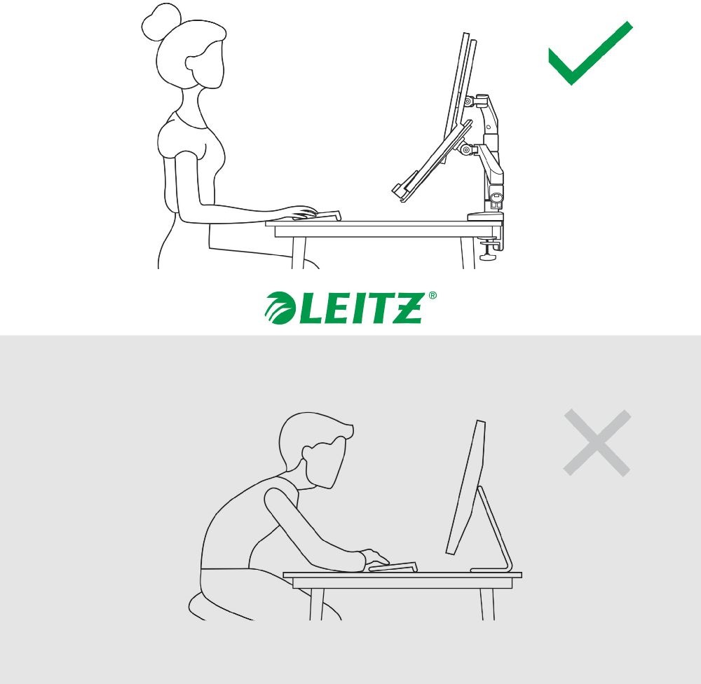 Leitz Ergo Dual sötétszürke helytakarékos monitor- és laptopkar