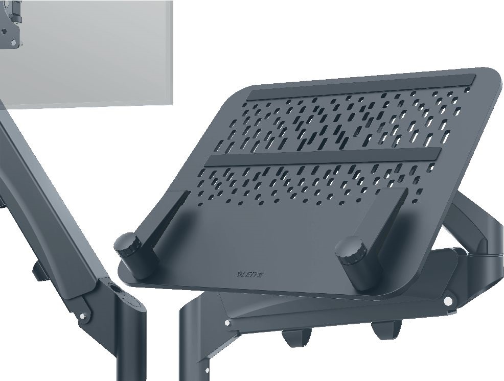 Leitz Ergo Dual sötétszürke helytakarékos monitor- és laptopkar