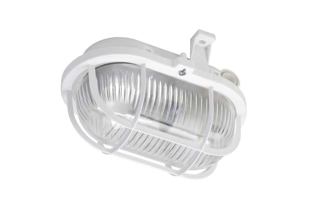 Anco 321184 max 60W IP44 230V E27 műanyagrácsos fehér ovális hajólámpa