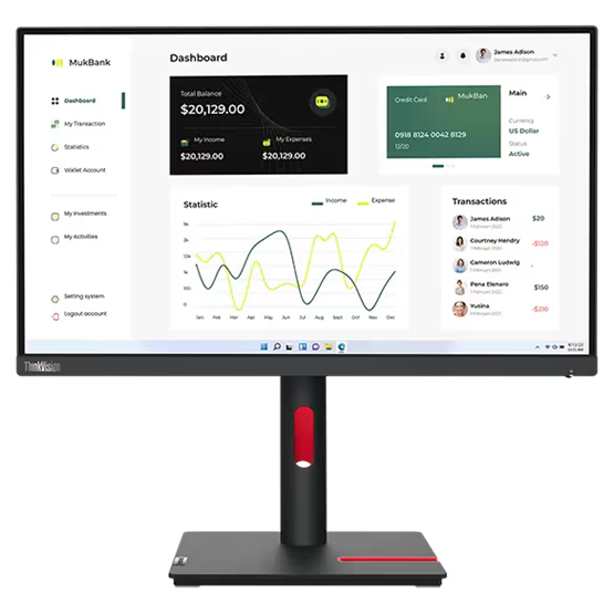 Lenovo 23" ThinkVision T23I-30 FHD IPS HDMI/DP/VGA/USB WLED monitor