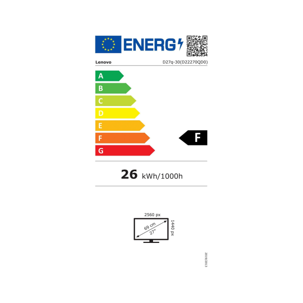 Lenovo 27" D27q-30 QHD VA HDMI/DP monitor