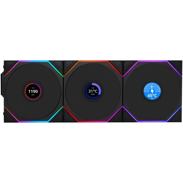 Lian Li UNI FAN TL-LCD Wireless 3db 120mm fekete ventilátor