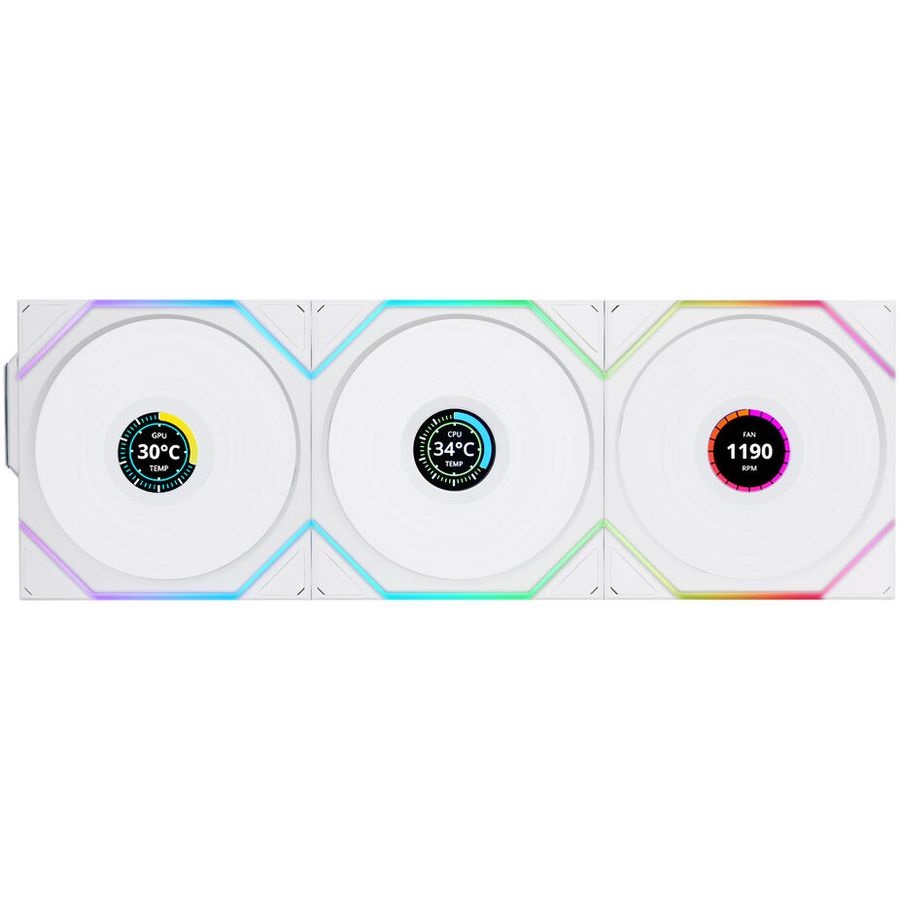Lian Li UNI FAN TL-LCD Wireless 3db 120mm (fordított légáram) fehér ventilátor