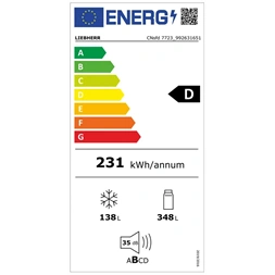 Liebherr CNsfd 7723 ezüst, alulfagyasztós, Hűtő:348L, Fagyasztó:138L, hűtőszekrény