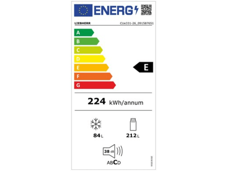 Liebherr CUe331-26 fehér, alulfagyasztós, Hűtő:212L, Fagyasztó:84L, Smartfrost hűtőszekrény