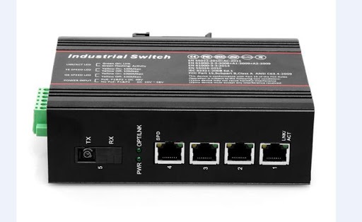LinkEasy ISW-104-PWR 1xGbE SFP+4x10/100/1000BaseTX 802.3af/at,duál 48V DC bemenet,DIN sín, -40~+85C ipari PoE switch