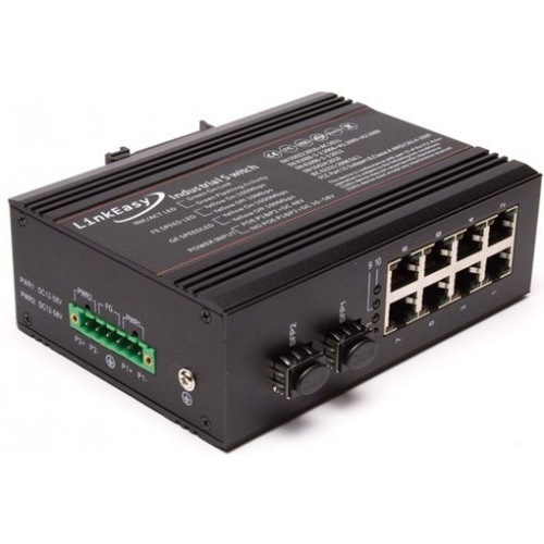 LinkEasy ISW-208 2xGbE SFP+8x10/100/1000BaseTX duál  DC10~58V bemenet, DIN sín, -40~+85C ipari switch