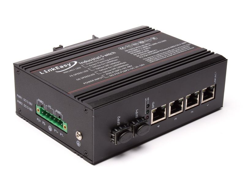 LinkEasy ipari PoE switch 2xGbE SFP+4x10/100/1000BaseTX 802.3at
