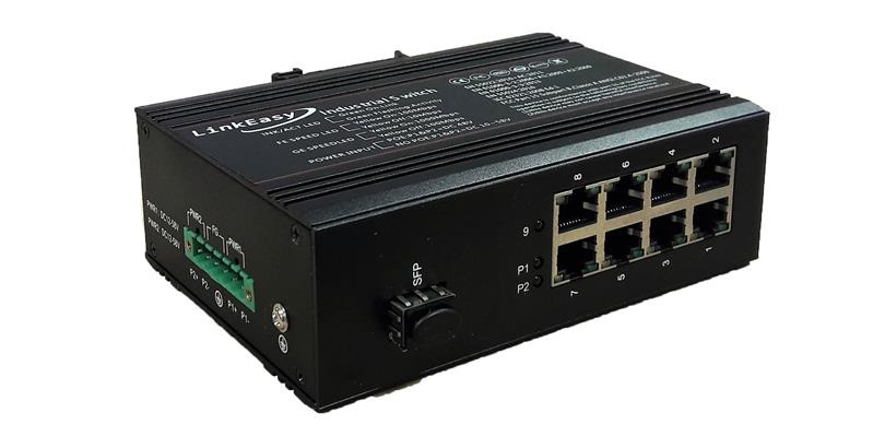LinkEasy ipari switch 1xGbE SFP+8x10/100/1000BaseTX