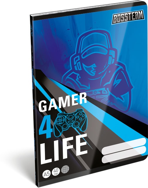 Lizzy Bossteam Gamer 4Life 22969101 FSC A5 40 lapos tűzött kockás füzet
