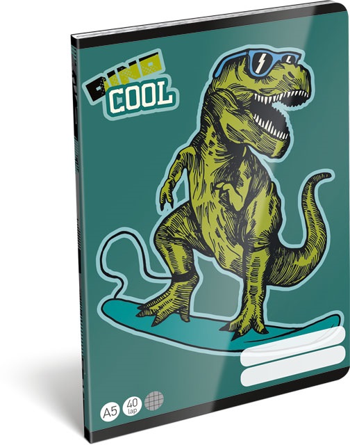 Lizzy Dino Cool 22969299 FSC A5 40 lapos tűzött kockás füzet