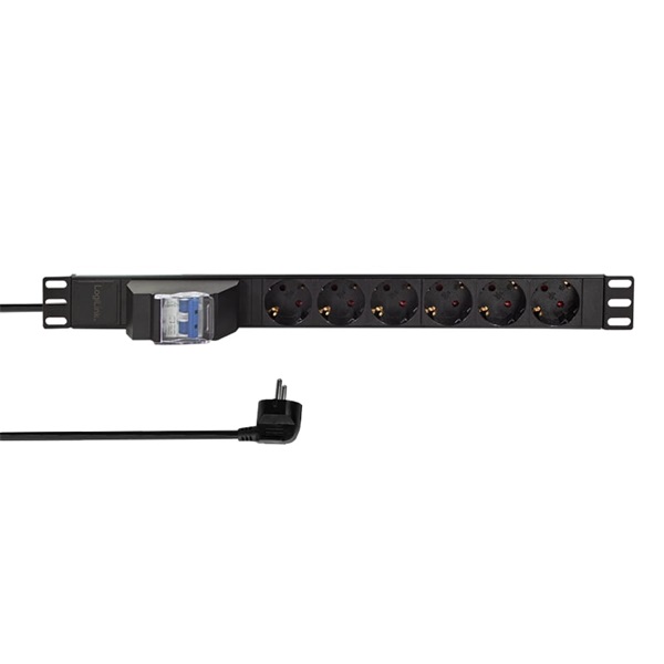 Logilink PDU6C02 19" PDU 6-utas, 2 pólusú megszakítóval