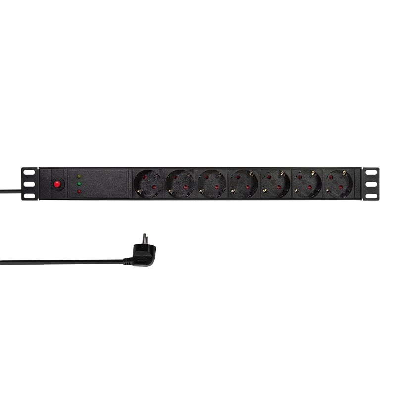 Logilink PDU7C02 19" PDU 7 utas német aljzat, vonalszűrővel és túlterhelés elleni védelemmel