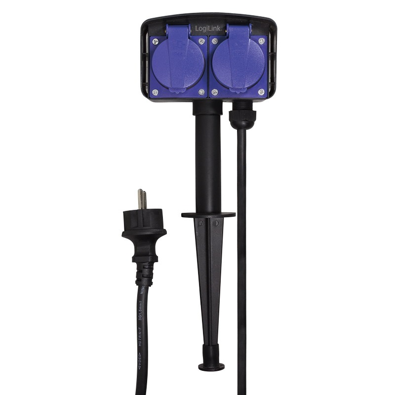 Logilink LPS214 Aljzat 2-es, 2x CEE 7/3, kültéri, 2 m, fekete/sárga