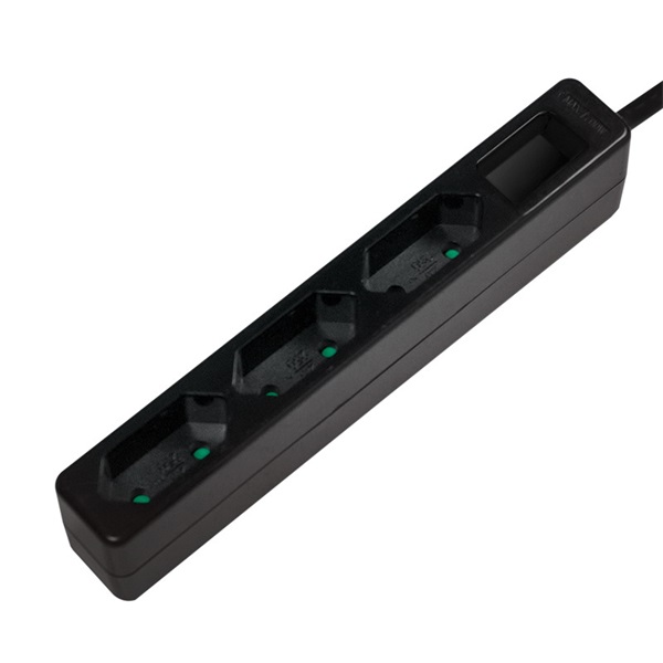 Logilink LPS229B Aljzat 3-as, 3x CEE 7/16, vékony, 1,5 m, fekete