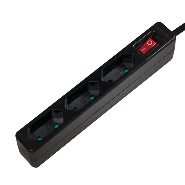 Logilink LPS230B Aljzat 3-as + kapcsoló, 3x CEE 7/16, 1,5 m, fekete