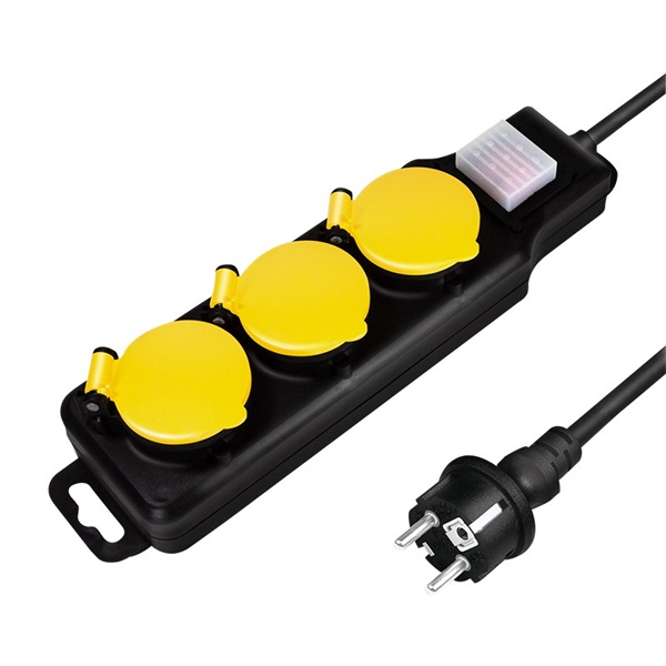Logilink LPS253 Aljzat 3-as + kapcsoló, 3x CEE 7/3, kültéri, 1,5 m, fekete/sárga