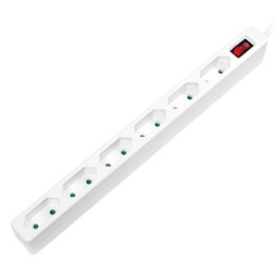 Logilink LPS232 Aljzat 6-os + kapcsoló, 6x CEE 7/16, vékony, 1,5 m, fehér