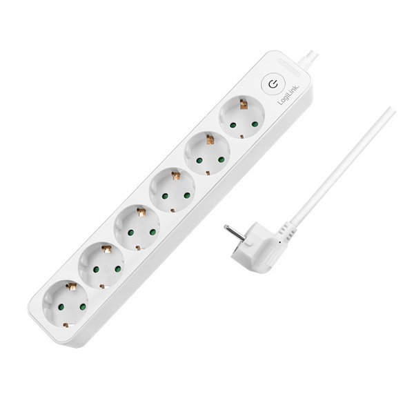 Logilink LPS247 Aljzat 6-os + kapcsoló, 6x CEE 7/3, 1,5 m, fehér