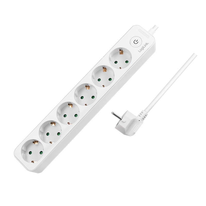 Logilink LPS247 Aljzat 6-os + kapcsoló, 6x CEE 7/3, 1,5 m, fehér