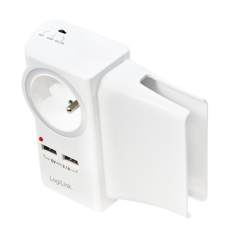 Logilink PA0166 Aljzatadapter telefontartóval, 1x CEE 7/5 (FR) + 2x USB-A