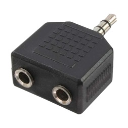 Logilink CA1002 Audioadapter, 3,5 mm-es 3-Pin/M - 2x3,5 mm-es 3-Pin/F, fekete