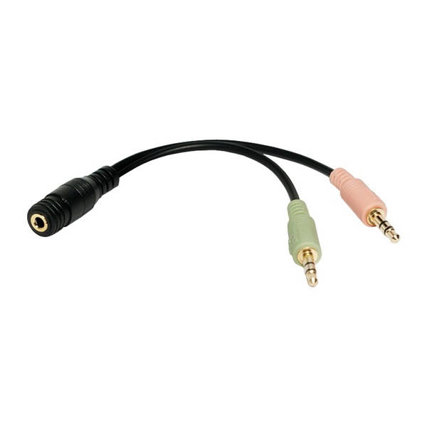 Logilink CA0020 Audiokábel, 2x 3,5 mm 3-Pin/M-3,5 mm 4-Pin/F, fekete, 0,15 m