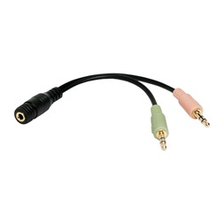 Logilink CA0020 Audiokábel, 2x 3,5 mm 3-Pin/M-3,5 mm 4-Pin/F, fekete, 0,15 m