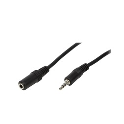 Logilink CA1055 Audiokábel, 3,5 mm-es 3-Pin/M 3,5 mm-es 3-Pin/F, fekete, 5 m