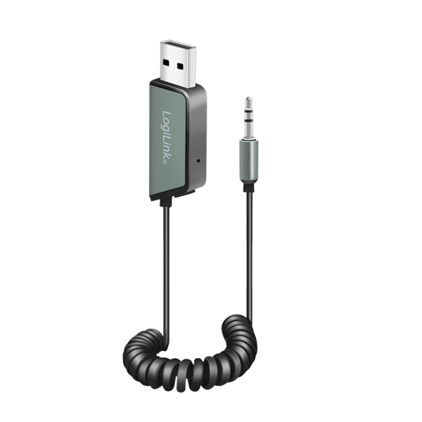 Logilink BT0065 Bluetooth 5.3 audio vevő járművekhez, 1x USB-A, 1x 3,5 mm Aux, fekete