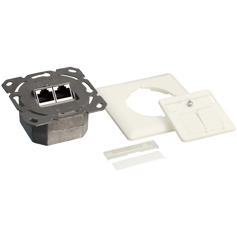 Logilink NP0021 Cat.6A fali aljzat 2 x RJ45, árnyékolt, fehér