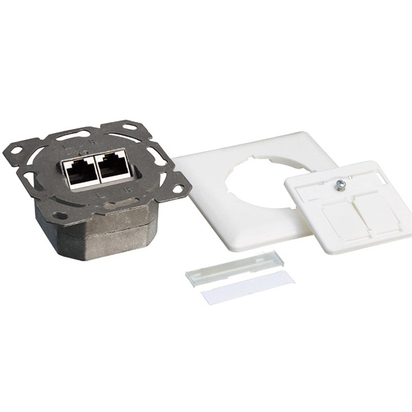 Logilink NP0039A Cat.6 fali aljzat 2xRJ45 árnyékolt, hátlappal, fehér