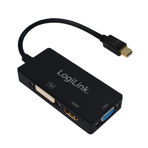 Logilink CV0110 DisplayPort adapter, mDP/M HDMI+DVI+VGA, 4K/30 Hz, 0,15 m