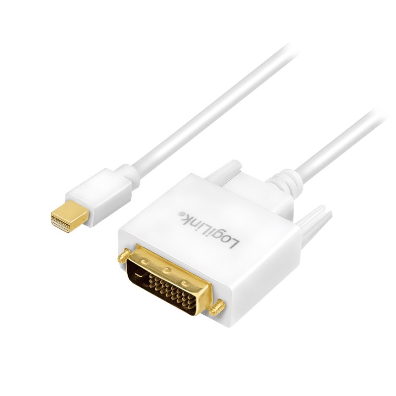 Logilink CV0137 DisplayPort kábel, mDP/M   DVI/M, 1080p, fehér, 1,8 m