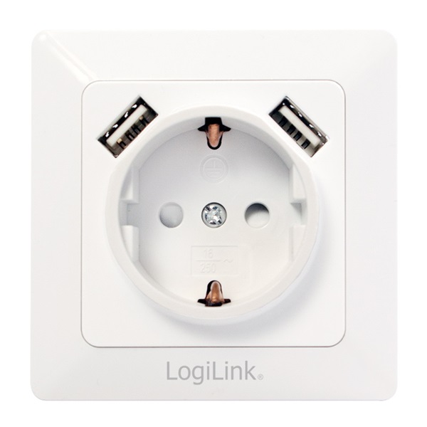 Logilink PA0162 Fali aljzat, 1x CEE 7/3, 2x USB-A