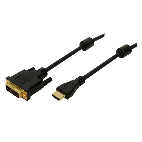Logilink CH0015 HDMI-kábel, A/M-DVI/M, 1080p, 2x ferrit, 5 m