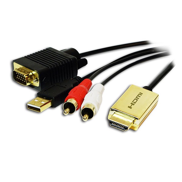 Logilink CV0052A HDMI kábel, A/M HD15/M+USB-A+2x RCA/M, HD, 2 m